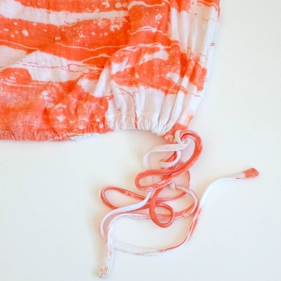 Kimchi & Blue Women’s Orange White & Sky Blue Rayon Cap Sleeve Summer Blouse XS - Picture 9 of 12